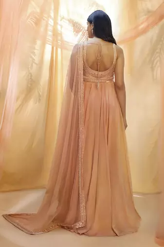 Peach anarkali with dupata