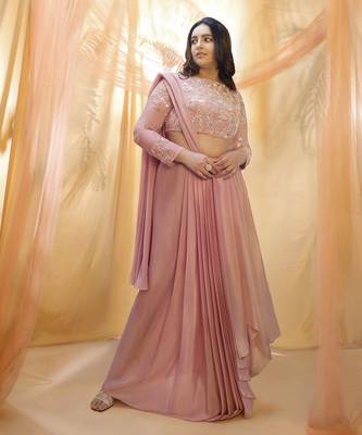 Rose gold dhoti set 1