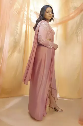 Rose gold dhoti set