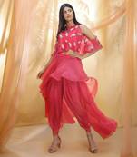 Hot pink Dhoti Set
