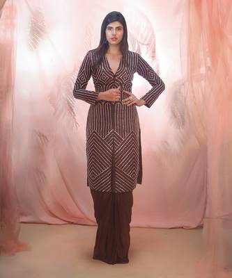 Wine jacket style dhoti set 1