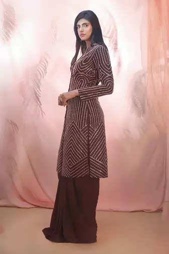 Wine jacket style dhoti set