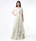 Sage green anarkali with dupata