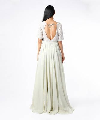 Sage green anarkali with dupata 2