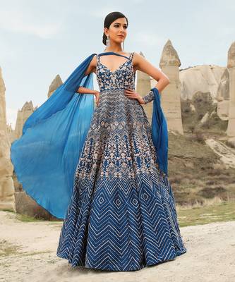 BLUE EMBROIDEREDGOWN WITHDRAPE 1