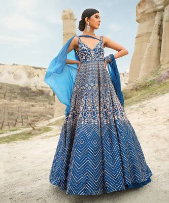 BLUE EMBROIDEREDGOWN WITHDRAPE 2