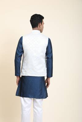 Anny's Culture Grey Floral Pattern Polyester Wedding Nehru Jacket (Coti) 2