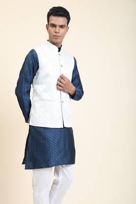 Anny's Culture Grey Floral Pattern Polyester Wedding Nehru Jacket (Coti) 4