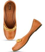 Desi Colour Ghungroo Tan Womens Indian Ethnic Comfort Footwear/Punjabi Jutti