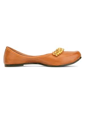 Desi Colour Ghungroo Tan Womens Indian Ethnic Comfort Footwear/Punjabi Jutti 3