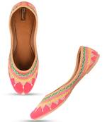 Desi Colour Pink Crown Womens Indian Ethnic Comfort Footwear/Punjabi Jutti