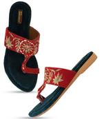 Desi Colour Red Slipper Womens Indian Ethnic Comfort Footwear/Punjabi Jutti