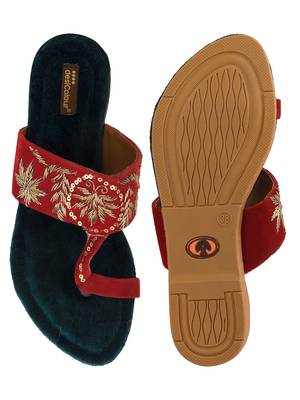 Desi Colour Red Slipper Womens Indian Ethnic Comfort Footwear/Punjabi Jutti 5