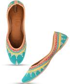 Desi Colour Sea Green Crown Womens Indian Ethnic Comfort Footwear/Punjabi Jutti