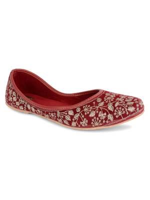 Desi Colour Maroon Designer Womens Indian Ethnic Comfort Footwear/Punjabi Jutti 2