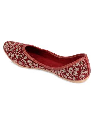 Desi Colour Maroon Designer Womens Indian Ethnic Comfort Footwear/Punjabi Jutti 4