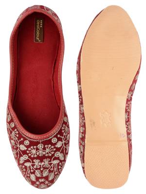 Desi Colour Maroon Designer Womens Indian Ethnic Comfort Footwear/Punjabi Jutti 5