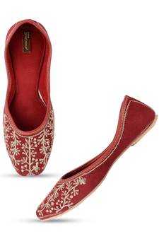 Desi Colour Maroon Designer Womens Indian Ethnic Comfort Footwear/Punjabi Jutti
