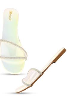 Desi Colour White Sliders Womens Indian Ethnic Comfort Footwear/Punjabi Jutti