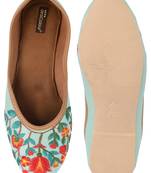 Desi Colour Sky Blue Florals Womens Indian Ethnic Comfort Footwear/Punjabi Jutti