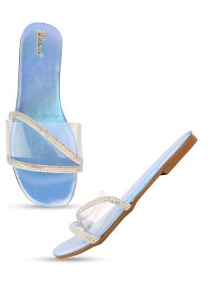 Desi Colour Blue Sliders Womens Indian Ethnic Comfort Footwear/Punjabi Jutti 1