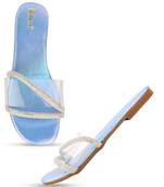 Desi Colour Blue Sliders Womens Indian Ethnic Comfort Footwear/Punjabi Jutti
