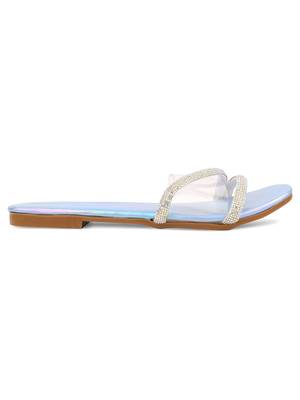 Desi Colour Blue Sliders Womens Indian Ethnic Comfort Footwear/Punjabi Jutti 3