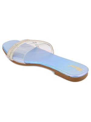 Desi Colour Blue Sliders Womens Indian Ethnic Comfort Footwear/Punjabi Jutti 4