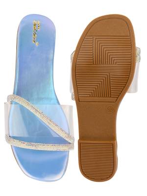Desi Colour Blue Sliders Womens Indian Ethnic Comfort Footwear/Punjabi Jutti 5