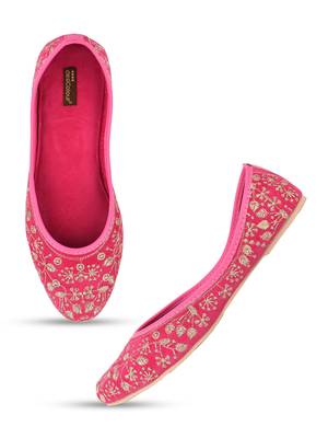 Desi Colour Pink Boutique Womens Indian Ethnic Comfort Footwear/Punjabi Jutti 1