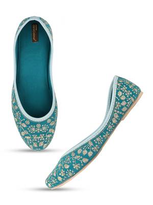 Desi Colour Green Boutique Work Womens Indian Ethnic Comfort Footwear/Punjabi Jutti 1