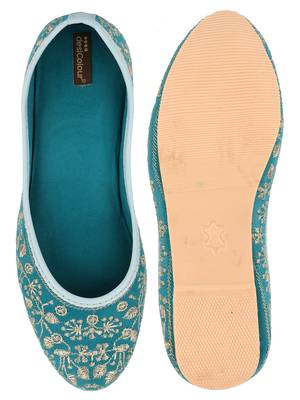 Desi Colour Green Boutique Work Womens Indian Ethnic Comfort Footwear/Punjabi Jutti 5