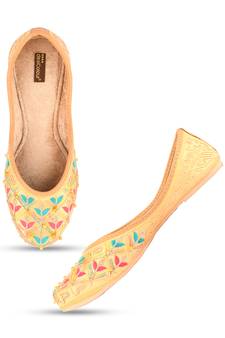 Desi Colour Gold Multi Womens Indian Ethnic Comfort Footwear/Punjabi Jutti