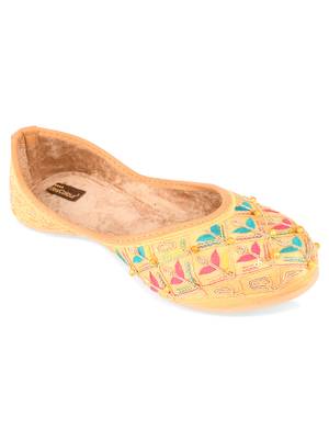 Desi Colour Gold Multi Womens Indian Ethnic Comfort Footwear/Punjabi Jutti 2