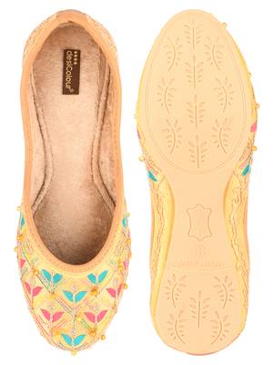 Desi Colour Gold Multi Womens Indian Ethnic Comfort Footwear/Punjabi Jutti 5