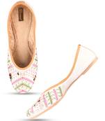 Desi Colour White Multiline Womens Indian Ethnic Comfort Footwear/Punjabi Jutti