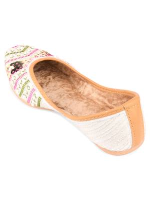 Desi Colour White Multiline Womens Indian Ethnic Comfort Footwear/Punjabi Jutti 4