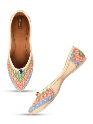 Desi Colour Multi Squared Womens Indian Ethnic Comfort Footwear/Punjabi Jutti 1