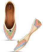 Desi Colour Multi Squared Womens Indian Ethnic Comfort Footwear/Punjabi Jutti