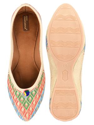 Desi Colour Multi Squared Womens Indian Ethnic Comfort Footwear/Punjabi Jutti 5
