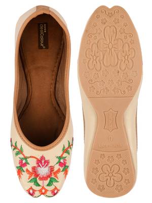 Desi Colour Multi Off White Womens Indian Ethnic Comfort Footwear/Punjabi Jutti 5