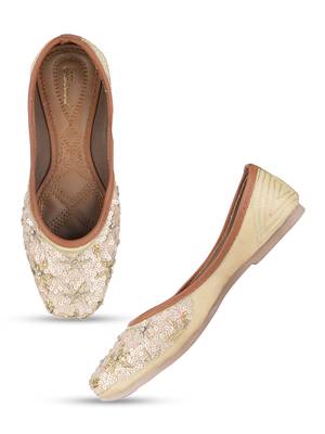 Desi Colour Pink Designer Dabka Womens Indian Ethnic Comfort Footwear/Punjabi Jutti 1