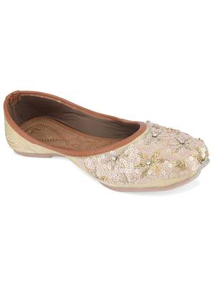 Desi Colour Pink Designer Dabka Womens Indian Ethnic Comfort Footwear/Punjabi Jutti 2