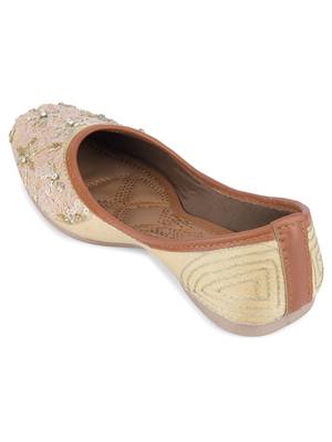 Desi Colour Pink Designer Dabka Womens Indian Ethnic Comfort Footwear/Punjabi Jutti 4