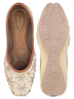 Desi Colour Pink Designer Dabka Womens Indian Ethnic Comfort Footwear/Punjabi Jutti 5