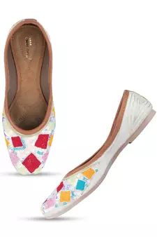 Desi Colour Multi Designer Dabka Womens Indian Ethnic Comfort Footwear/Punjabi Jutti4