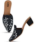 Desi Colour Black Mirror Mules Womens Indian Ethnic Comfort Footwear/Punjabi Jutti