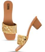 Desi Colour Gold Heels Womens Indian Ethnic Comfort Footwear/Punjabi Jutti