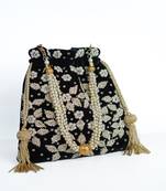 BLACK WITH GOLDEN COLOR HAND EMBROIDED POTLI CLUTCH