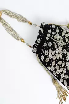 BLACK WITH GOLDEN COLOR HAND EMBROIDED POTLI CLUTCH
